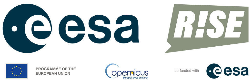 ESA, R!SE, European Union, Copernicus and co-funded by ESA